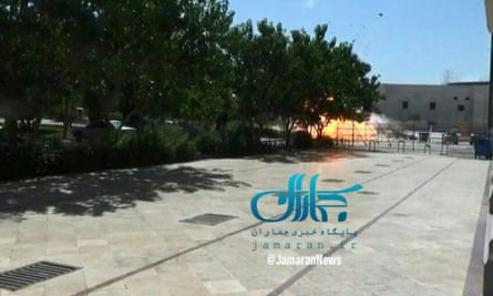 A Jamaran News image said to be of the moment the attacker detonated a suicide belt at the Khomeini shrine.