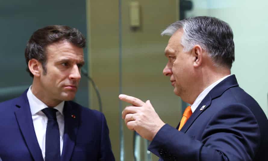 France’s Emmanuel Macron (left) and Hungary’s Viktor Orbán at a Brussels summit earlier this year.