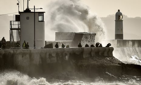 Winds of up to 75mph hit Porthcawl, south Wales, during Storm Jorge in February.