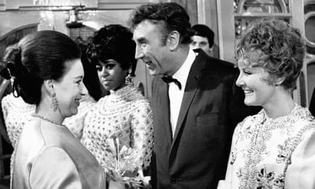 Princess Margaret meets Frankie Howerd and Petula Clark at the London Palladium in November 1968.