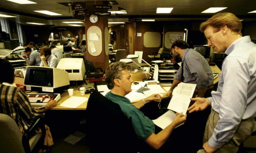 The World Service newsroom at Bush House, London, in the 1980s.