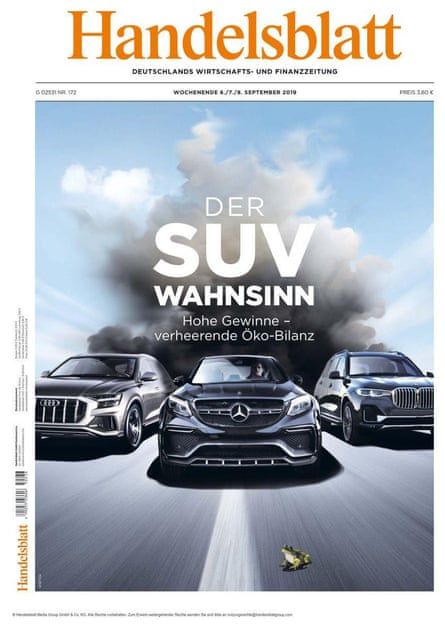 ‘SUV madness’: business newspaper Handelsblatt’s edition questioning the marketing tactics of car manufacturers.