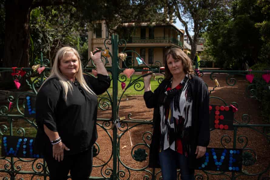 Dharug custodians and knowledge holders Julie Jones (left) and Michelle Locke in front of Willow Grove in Parramatta.