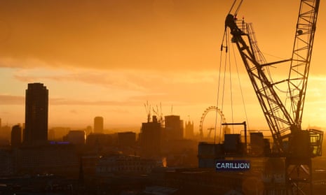 A Carillion crane on a building site in London.