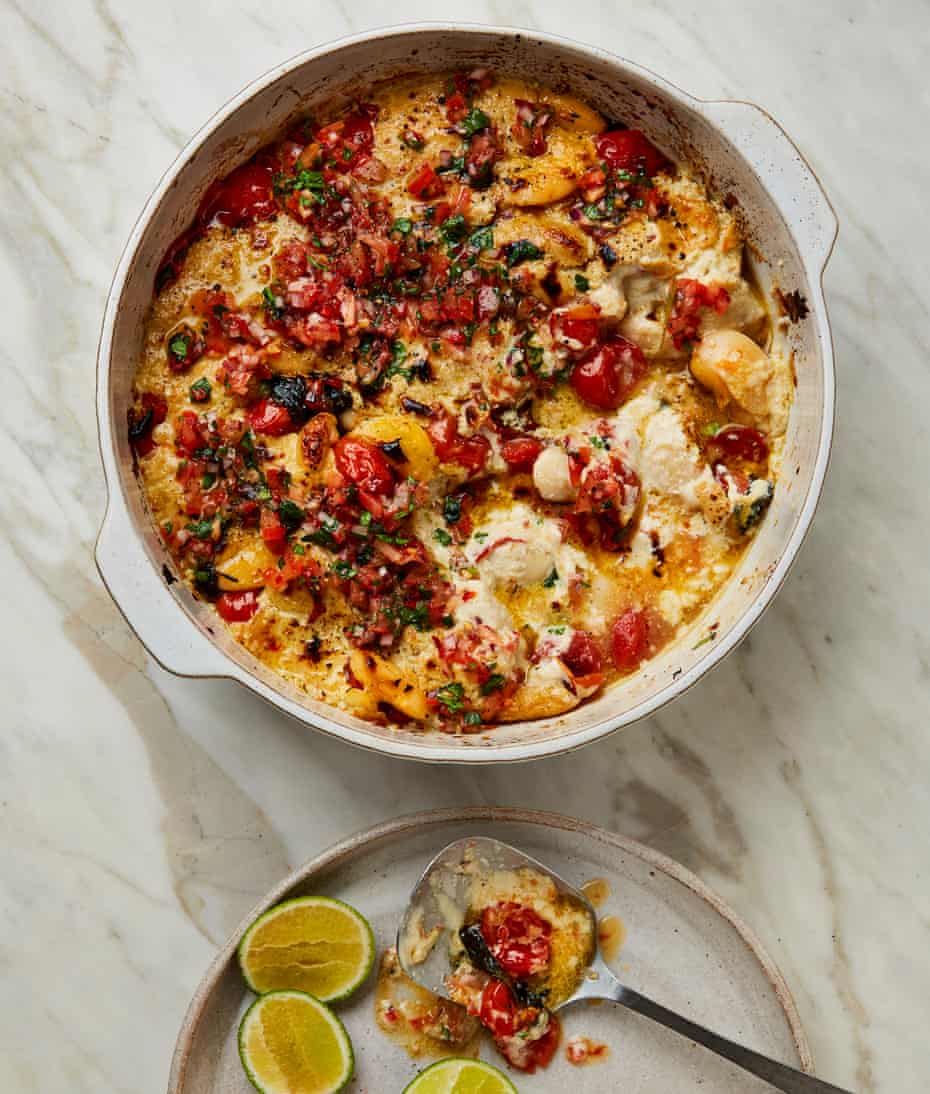 Ixta Belfrage's creamy butter-bean gratin with salsa fresca.