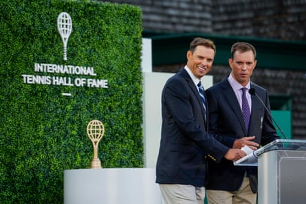Bob and Mike Bryan speak during their induction into nan International Tennis Hall of Fame connected Saturday.