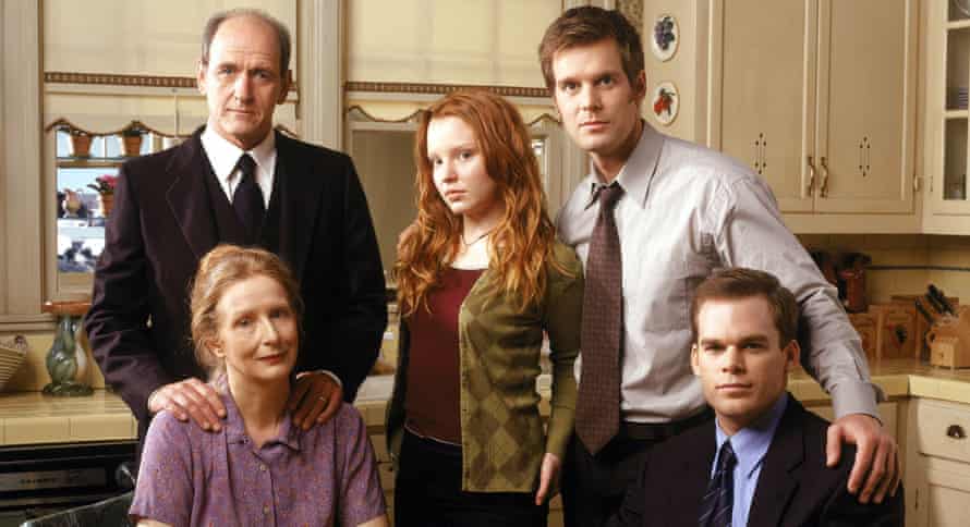 Clockwise from top left: Richard Jenkins, Lauren Ambrose, Peter Krause, Michael C Hall and Frances Conroy in Six Feet Under.