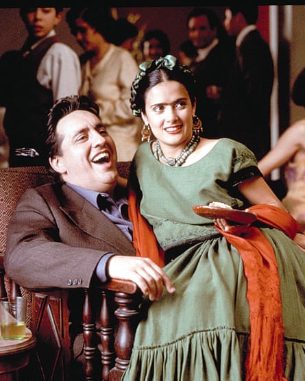 Mexican heroine: Hayek playing Frida Kahlo in Frida with Alfred Molina as Diego Rivera.