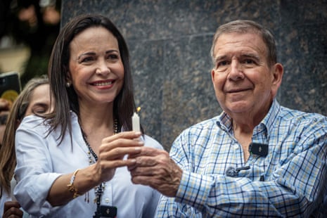 María Corina Machado and Edmundo Gonzalez attend a prayer event in Caracas, Venezuela, on 21 2024.