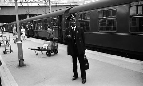 Asquith Xavier on his first day at work at Euston station, London, on 15 August 1966. 