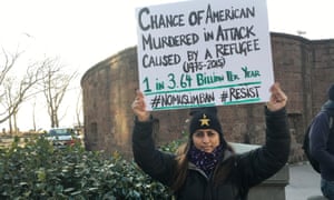 Fauzia Khanani at New York City’s rally against Trump’s executive order.