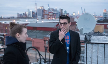 Andrew Amendola and Katie Page on the rooftop of their home.