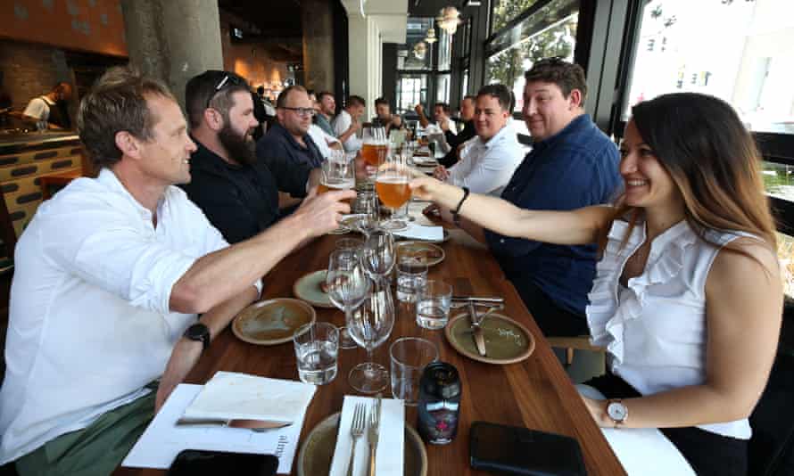 Guests eat lunch at Alma Restaurant in Auckland, New Zealand.