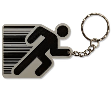 Custom Runner barcode keyrings.