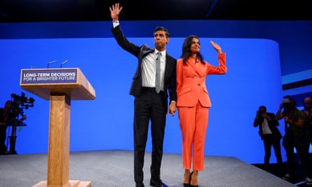 Rishi Sunak and Akshata Murty at the Conservative party’s annual conference in Manchester, in October 2023.