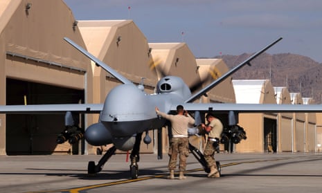 US air force staff prepare a Reaper drone in Afghanistan