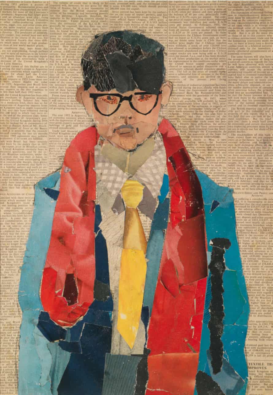 Self-portrait, 1954, collage on newsprint, by David Hockney.