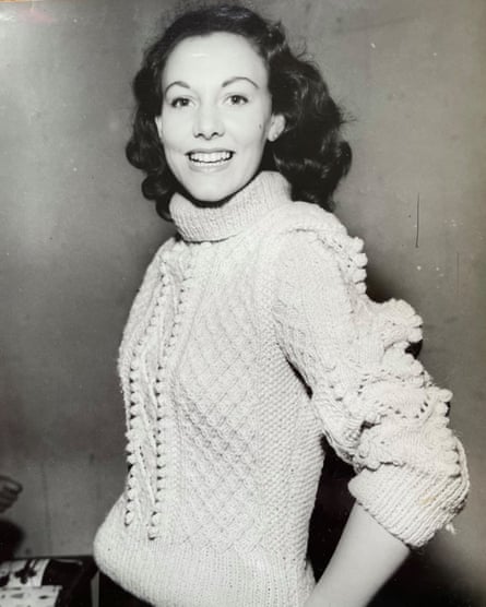 Deirdre McSharry modelling an Aran jumper in the 1950s