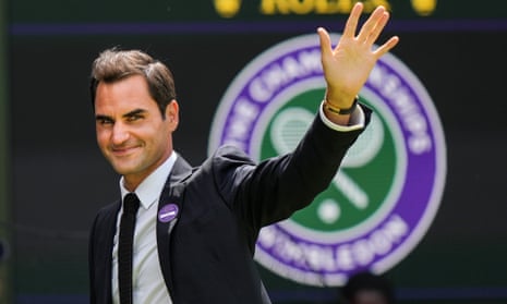 Roger Federer during the Centre Court Centenary Celebration at Wimbledon in July.