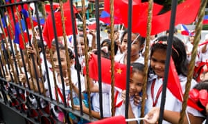 Filipino pupils during Xi Jinping’s state visit on Tuesday.