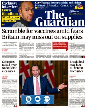 Guardian front page, Tuesday 17 November 2020