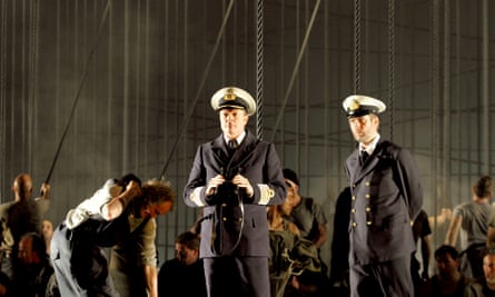 ‘An unconvincing enigma’ Toby Spence (centre) as Captain Edward Fairfax Vere, with Thomas Oliemans (right) as Mr Redburn