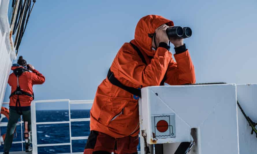 SOS Méditerranée rescuers on board Ocean Viking search for survivors at sea