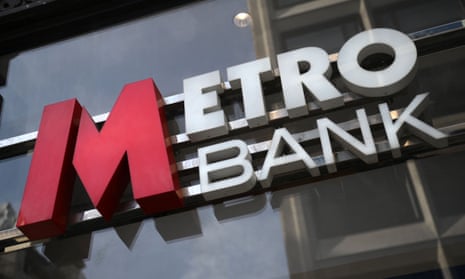 Signage outside a branch of Metro Bank in London