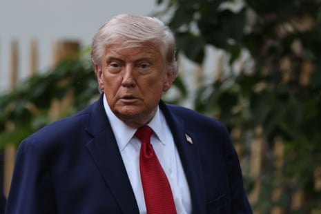 US president Donald Trump at a press conference.