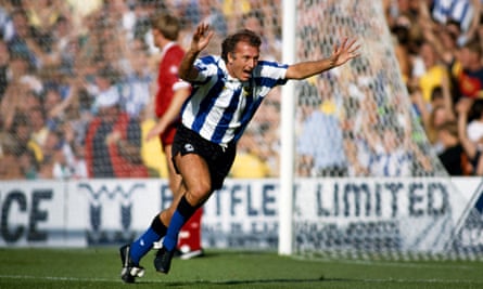 Trevor Francis celebrates a goal for Sheffield Wednesday in 1991 – against Clough's Forest.