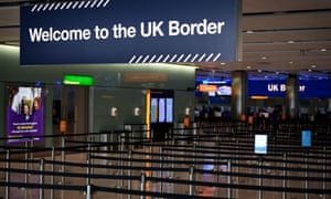 Passport control in the arrivals hall of Terminal 2 at Heathrow airport.