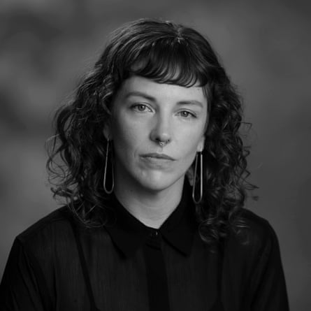Woman in black and white photo
