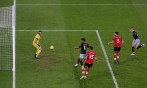 Aston Villa’s Ross Barkley heads home the opening goal of the game.