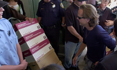 Lars Ulrich of Metallica arrives at the California offices of Napster in May 2000 to protest against its users sharing his music for free.