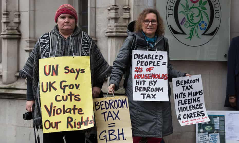 Disability rights activists protest against the bedroom tax outside the supreme court.