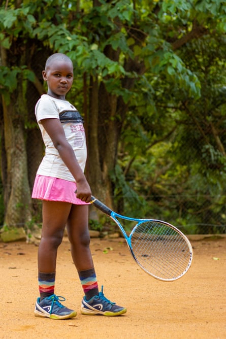 Florence Nabulime, 8, before a training session at Makerere University Guest House (MUGH) Tennis Courts, which are home to Tenna Academy. Florence is one of the children being groomed to be Uganda’s future tennis players through the Tenna Academy.