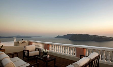 Balcony view from Oia Mansion, Santorini, Greece
