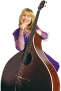 Hilary James with her bass mandolin