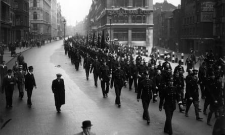 The march by the British Union of Fascists through London’s East End that led to the battle of Cable Street, 4 October 1936.