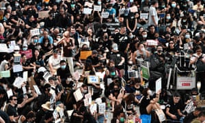 Protesters at Hong Kong airport on Friday.