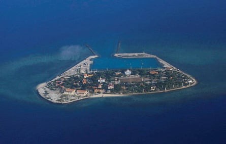 An aerial view of Southwest Cay, controlled by Vietnam and part of the Spratly Islands.