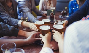 Beer glasses on bar table