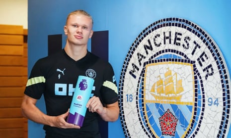 Manchester City striker Erling Haaland has been voted the Premier League Player of the Month for August.