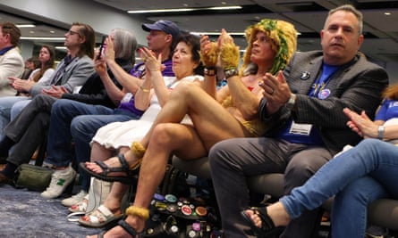 Audience members at political convention