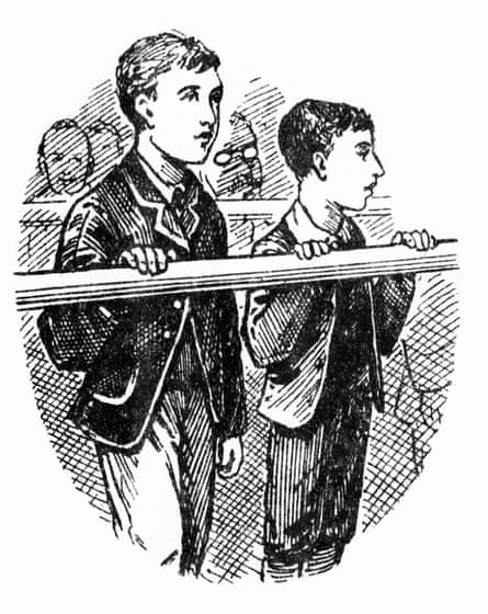 Newspaper sketches of Robert Coombes (left) and his brother, Nathaniel ‘Nattie’ Coombes, in court