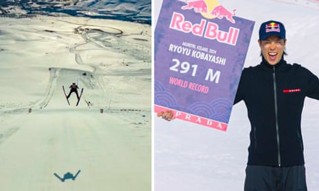 Japanese Olympian Ryoyu Kobayashi smashes ski jump world record – video