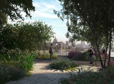 Fantasy forest … A view from the proposed £175m garden bridge.