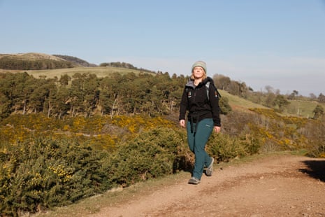 Angela Musk, outreach officer for Ramblers Scotland, walking in the Pentland Hills, near Edinburgh