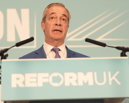 Nigel Farage during a press conference at Glazier’s Hall Southwark, south London