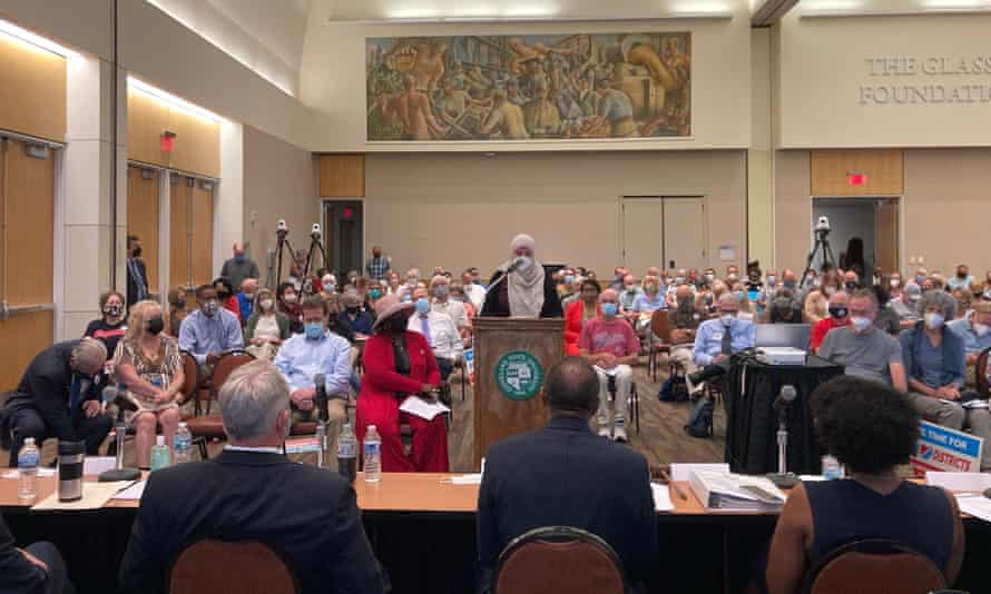 Areeqe Hammad, of Cleveland, testifies at the first public hearing of the Ohio Redistricting Commission at Cleveland State University in August.